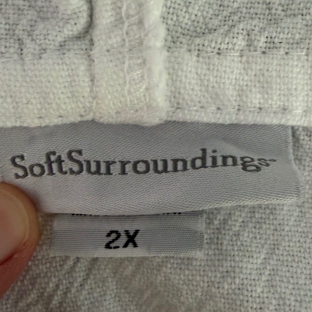 Soft Surroundings White Textured V-Neck Hoodie Pullover Kangaroo Pocket 2X USA - Picture 3 of 8